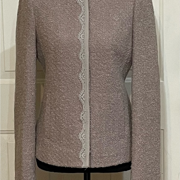 Banana Republic Lace Trim Mauve Wool Blend Blazer Jacket Women's Sz 2 - Picture 2 of 13